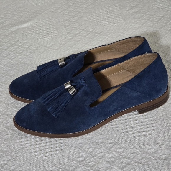 Franco Sarto Blue and Brown Suede Loafers - Picture 4 of 9